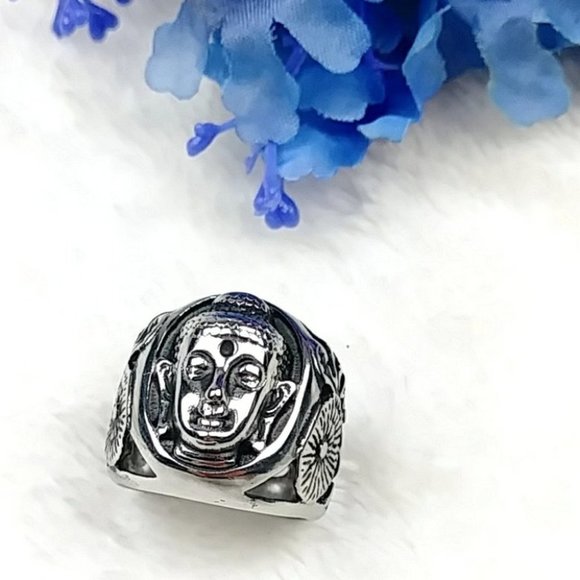 Buddha Ring Stainless Steel Hypoallergenic Unisex Ring - Picture 11 of 14